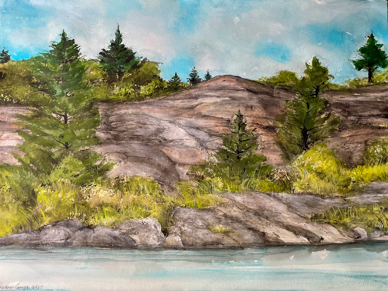 bluesky, lake, trees